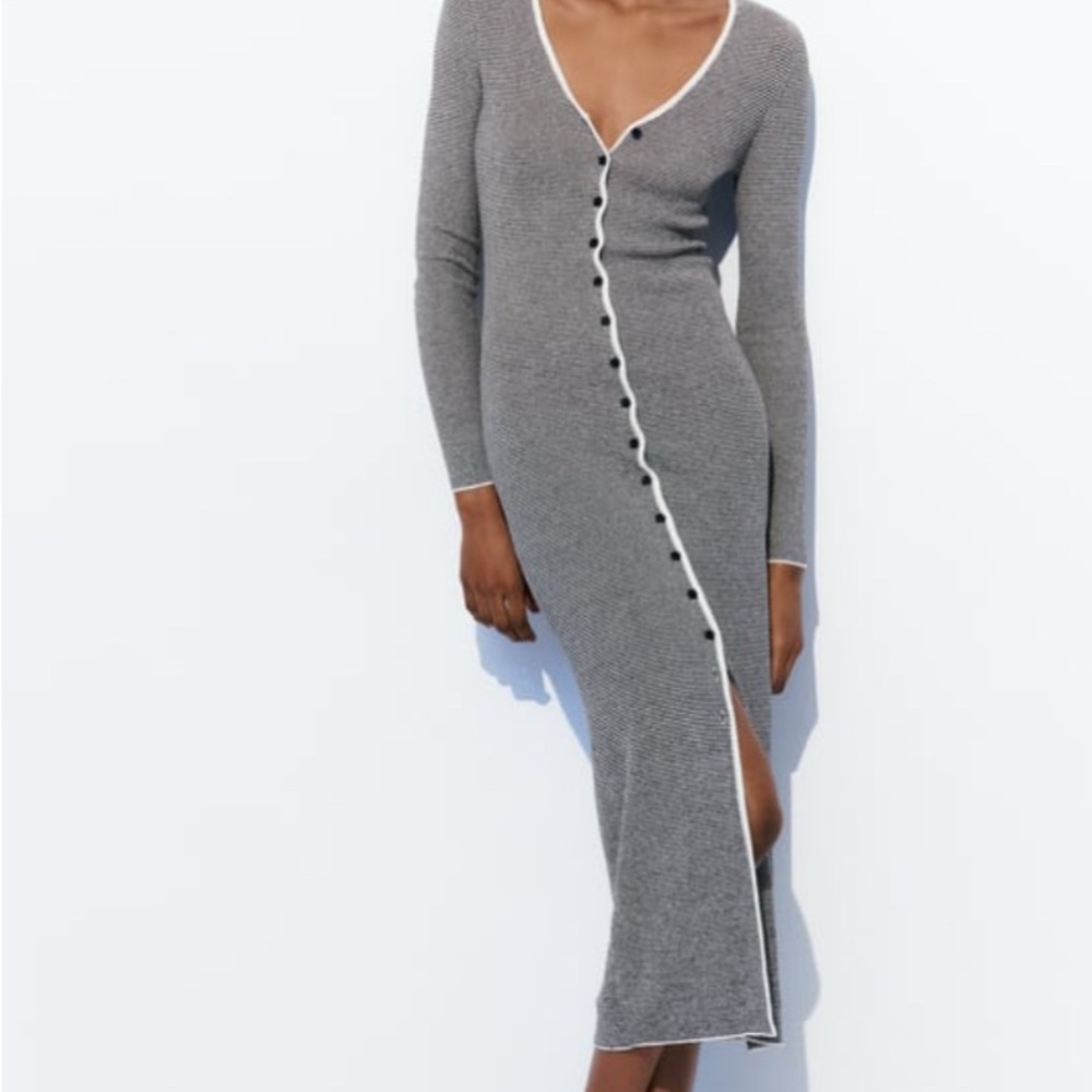 Zara Long Striped Knit Dress NWT